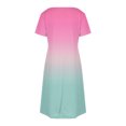 thumbnail image 5 of GaThRRgYP Women's Tiered Ruffle Short Sleeve Dress,Women's Fashion Summer Gradient Short-sleeved V-neck Casual Dress Hot Pink M, 5 of 8