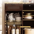 thumbnail image 4 of AHB Wine Bar Cabinet with Mini Fridge Space and Hidden Trash Storage, Coffee Bar Sideboard for Kitchen, Dining Room, 60.55"W x 19.69"D x 36.65"H, Coffee, 4 of 10