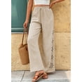 thumbnail image 4 of Eytino Beach Pants for Womens Summer Boho Drawstring Elastic Waist Casual Wide Leg Hollow Out Textured Trousers, 4 of 7