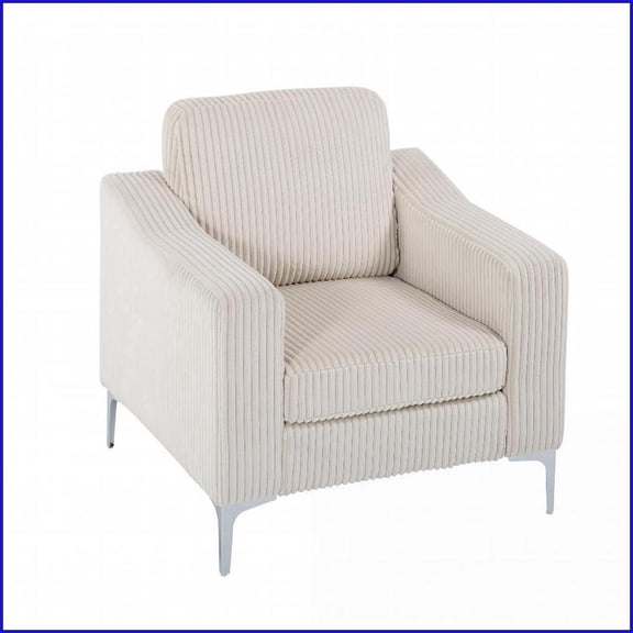 Single Person Convertible Corduroy Sectional Sofa | Cushion Back | Square Arms | Beige – Easy Assembly for Living Room/Bedroom