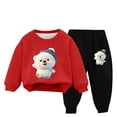 thumbnail image 2 of SGFCWSX Girls 2 Piece Sets Fleece Fall Outfits Warm Skinny Sweatpants and Sweatshirts Set Red Size 3 Years, 2 of 3