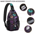 thumbnail image 2 of Sling Backpack,Psychedelic Halloween Pattern Sling Bag with Water Bottle Holder,Waterproof Sling Bag for Men/Women with Headphone Jack for Hiking,Travel, 2 of 6