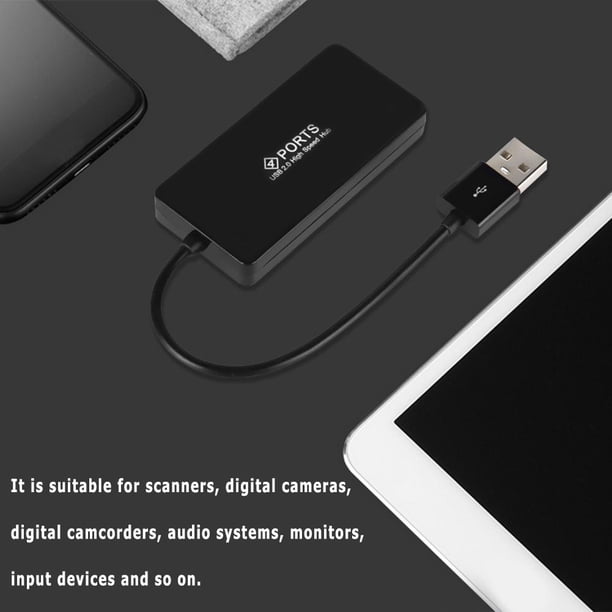 4 puertos USB 2.0 Hub Splitter Adapter Converter Cable para PC Laptops Notebook