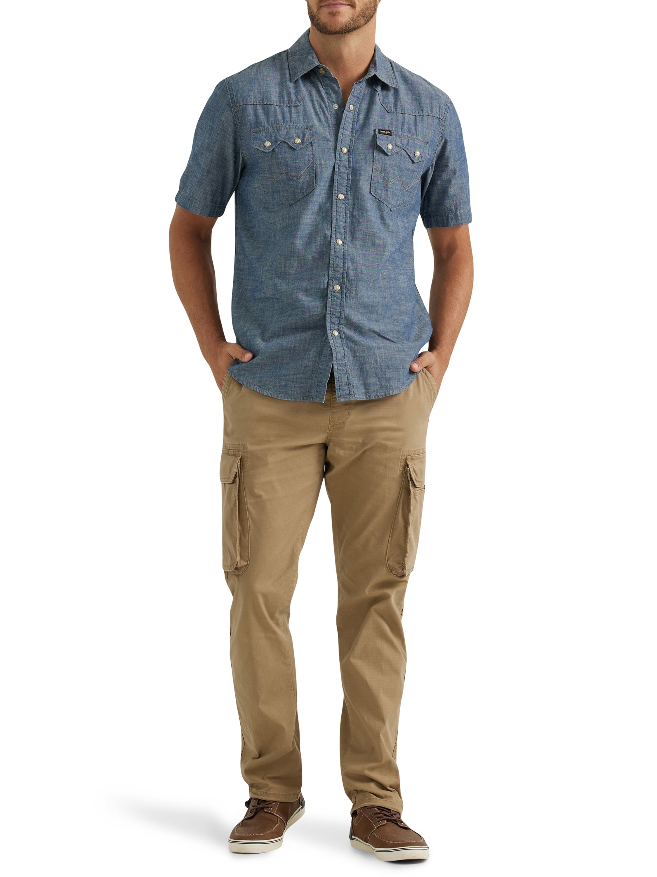 Wrangler® Men's Regular Fit Short Sleeve Chambray Shirt