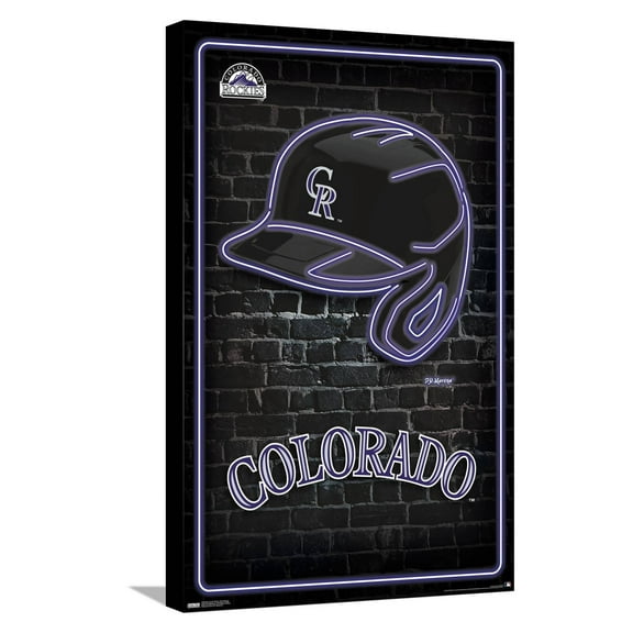 MLB Colorado Rockies - Neon Helmet 23 Canvas Wall Poster, 14.725" x 22.375"