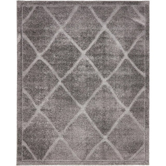 Unique Loom Treillis Shag Géométrique Moderne Tapis 8' x 10' Rectangle Gris Foncé