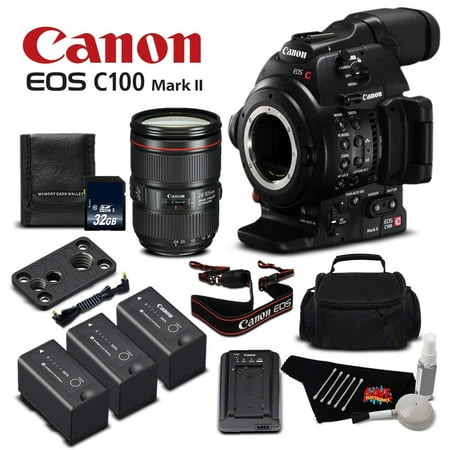 Canon EOS C100 Mark II with Dual Pixel CMOS AF & EF 24-105mm f/4L IS II USM Zoom Lens Kit International Version (No Warranty)- Gold Level