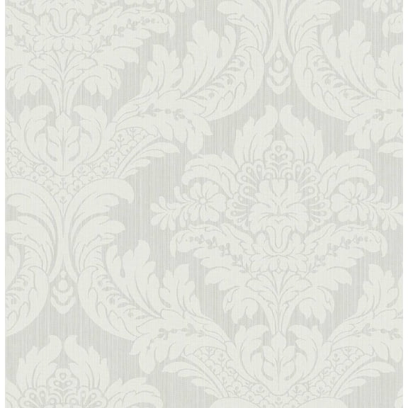 Seabrook Designs Morning Mist Genevieve Damask Prepasted Wallpaper