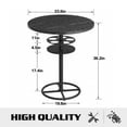 thumbnail image 3 of VECELO Round Bar Table with Built-in Wine Rack, Wooden Top and Sturdy Metal Frame Bistro Pub Table for Home, Kitchen, Cocktail, Black, 3 of 11