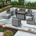 thumbnail image 4 of SUNCROWN Outdoor Patio Furniture Set 8 Piece Outdoor Sectional Sofa Grey Wicker Conversation Sofa Set with Coffee Table, Cushions and Fire Pit Table, Grey, 4 of 7