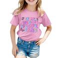 thumbnail image 1 of Chemises Filles Rentrée des Classes Imprimé Haut d'Été avec Manches Trois Quarts Hauts Filles Enfants Rose 3 Ans-4 Ans, 1 of 4