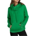 thumbnail image 2 of EDFBUYKRS Female Long Sleeve Hoodie 2026 Fall Women's Cowl Neck Pullover Hoodie Long Sleeve Solid Color Drawstring Sweatshirt Top with Convenient Pocket S, 2 of 5