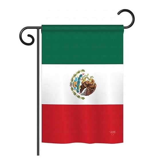 Breeze Decor BD-CY-GS-108357-IP-BO-D-US15-BD 13 x 18.5 in. Mexico Country Flags of the World Nationality Impressions Decorative Vertical Double Sided Garden Flag Set with Banner Pole
