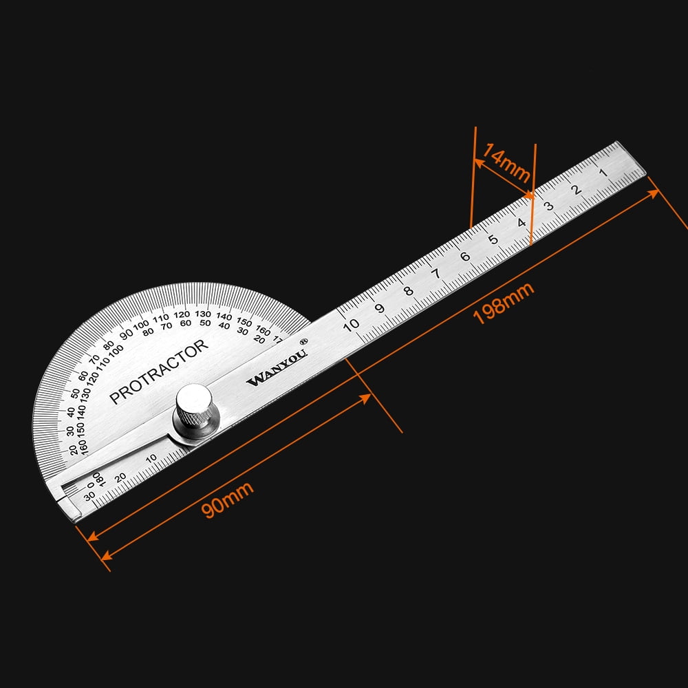 180 Degree Protractor Stainless Steel Angle Gauge Adjustable Multifunction Semicircle Ruler Mathematics Measuring tool ,for Accurate Evaluation