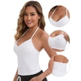 thumbnail image 3 of DARING DIVA Women's Halter Neck Padded Adjustable Spaghetti Straps Tank Top M White, 3 of 6