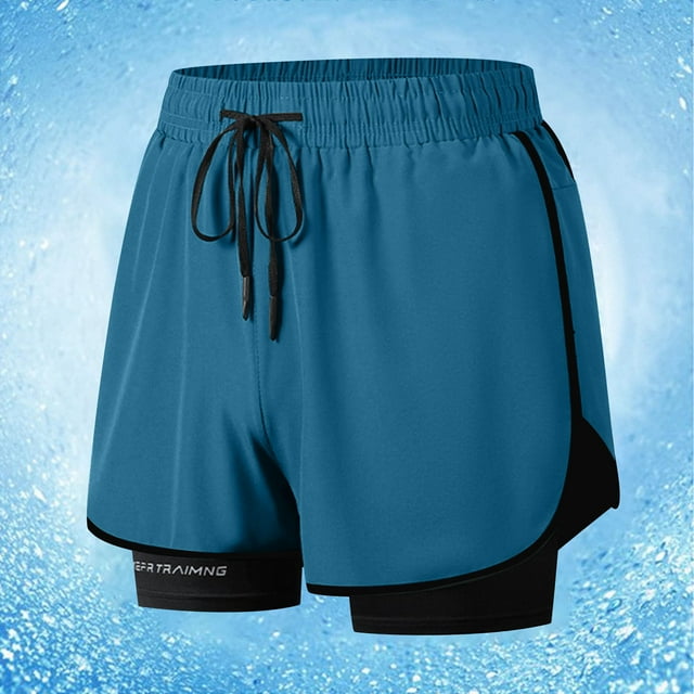 Styesk Mens Shorts Men Large Size Solid Color Casual Fashion Loose Sports Three-quarter Pants Drawstring Pockets Double Layer Exercise Shorts Pants