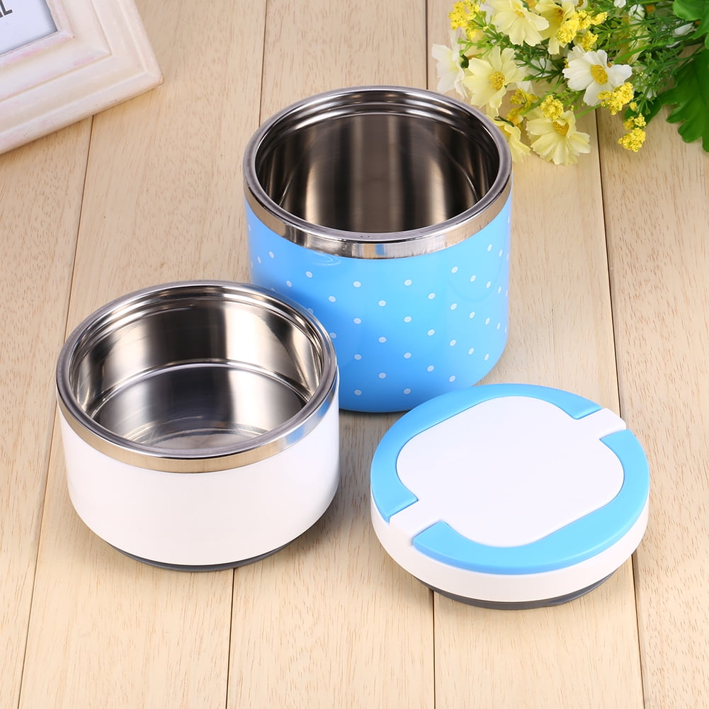 Stainless Steel Round Thermal Insulated Picnic Lunch Box Bento Food Container 