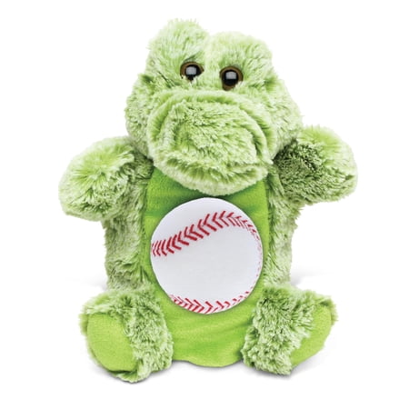 DolliBu Alligator Stuffed Animal with Baseball Plush Hand Puppet - Soft and Huggable Alligator Gift Cute Animal Puppet with Plush Baseball Toy for Kids Adults - 9 Inches