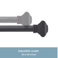 thumbnail image 3 of Kenney Ciara Standard Steel Decorative Window Curtain Rod, 28-48" Adjustable Length, 5/8" Dia., Matte Black, 3 of 5