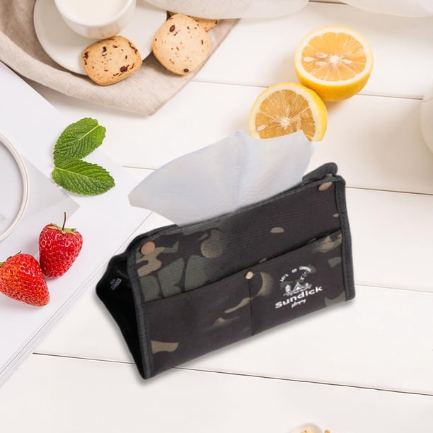 Bolsa de almacenamiento de pañuelos portátil, bolsa de papel para servilletas, soporte de papel higiénico para acampar al aire libre, caja de pañuelos camuflaje negro DYNWAVEMX Titular de papel de caja de pañuelos