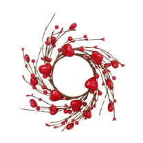 EUDIDV Romantic Presents Valentine's Day Heart Shaped Berry Wreath Artificial Red Hearts Wreath Door Hanging Closet Decoration Valentine's Day Decoration Valentine's Decor