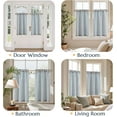 thumbnail image 3 of Striped Linen Kitchen Curtains 36 Inches Length Tier Curtains Farmhouse Modern Cafe Style Small Window Treatments Airy Light Filtering Rod Pocket for Living Room Bathroom 2 Panels Blue, 3 of 5