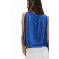 thumbnail image 2 of Women Summer Boho Tie Front Tops Lace Beach Button Down Tank Top Sleeveless Mesh Chiffon Crop Tops Y2k Clothes 2025 Blue L, 2 of 6