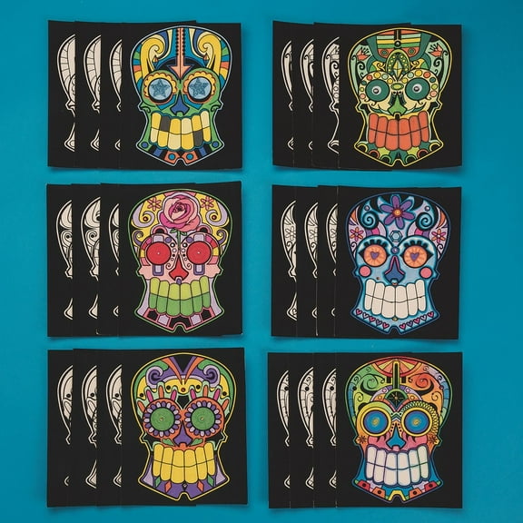 Velvet Art Skull Posters, 8" x 10", 6 Designs (Pack of 24)