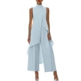 thumbnail image 2 of IUYRTFE Women's Sleeveless Mock Neck Layered Asymmetrical Top and Wide Leg Pants Set 2 Piece Casual Outfit, 2 of 6