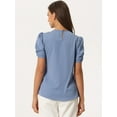 thumbnail image 3 of DARING DIVA Women's Blouse Pleated Front Round Neck Tops XS Blue Gray, 3 of 6