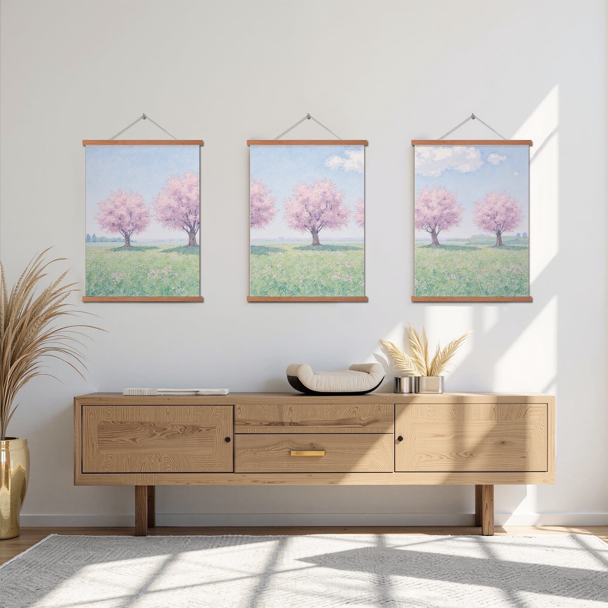 MAYEERTY Modern Abstract Wall Art Painting, Living Room Decor, Brown Hanging Rod Frame, 15.7"x11.8"