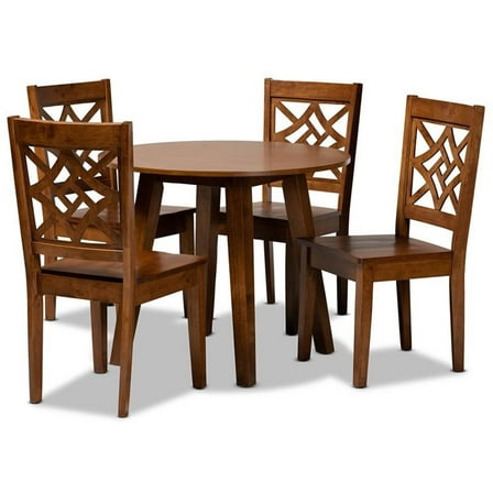 Bowery Hill Walnut Brown Finished Wood 5-Piece Dining Set