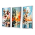 thumbnail image 3 of Designart "Tropical Minimalism Palm Trees wall art" Floral Framed Wall Art Set Of 3 - Pink Palms & Palm Trees Frame Gallery Wall Set For Home Decor, 3 of 6
