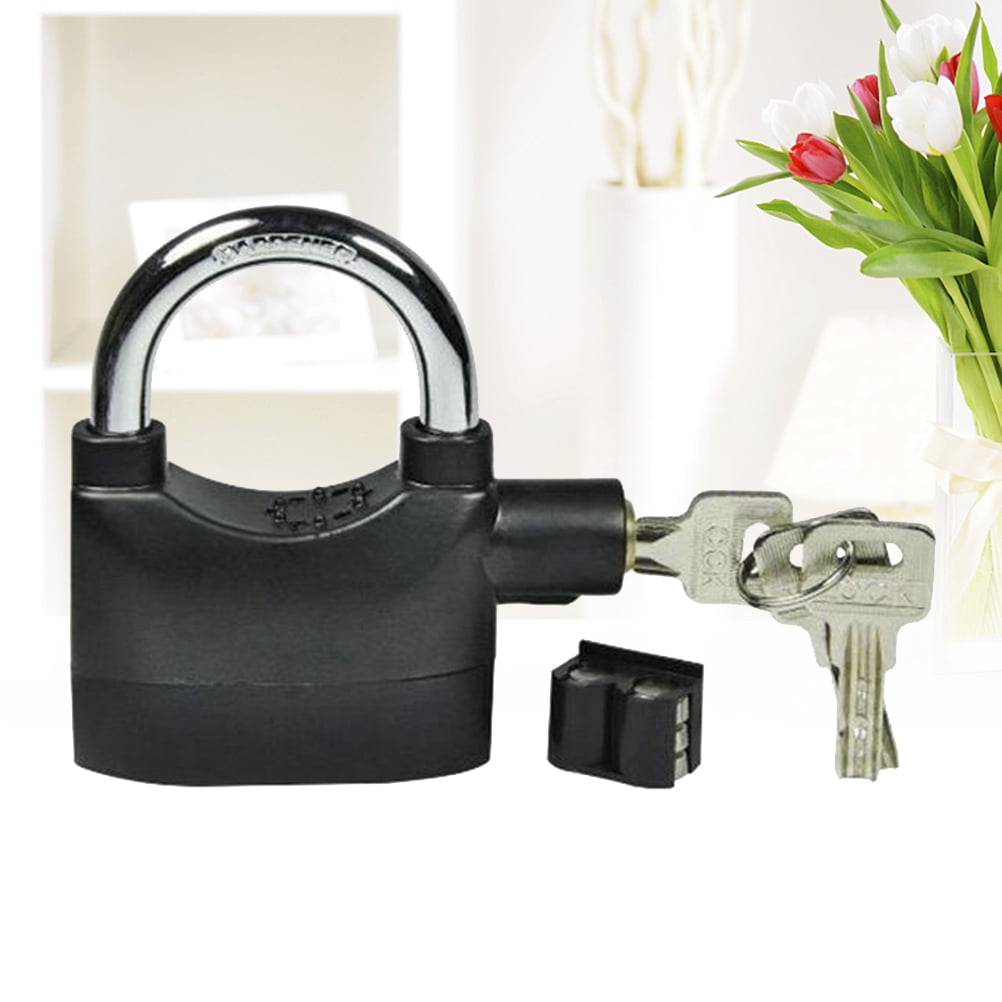Kkewar Alarm Padlock,Alarm Padlock Anti-Theft Security System for Door Motor with High Decibel (Black)