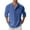 Blue, variant on Men's Cotton Linen Henley Shirts with 3 Buttons, Casual 3/4 Sleeve Regular-Fit Band Collar T-Shirt Summer Lightweight Hippie Beach Tops with Pockets