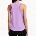 thumbnail image 6 of cocolona Womens Summer Workout Tank Tops Outdoor Running Lightweight Ruffle Sleeveless Tee Shirts Crew Neck Solid Color Pullover Blouses, 6 of 7