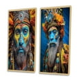 thumbnail image 3 of Designart "Enigmatic Portrait of Wise Guru with Feathers I" Man Framed Wall Art Set Of 2 - Glam Blue Gallery Wall Frame Set For Home Decor, 3 of 6