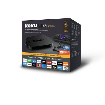 Roku Ultra 4K HDR Streaming Player (2018) with JBL headphones - WITH 30-DAY FREE TRIALS OF SHOWTIME, STARZ AND EPIX IN THE ROKU CHANNEL ($25.97