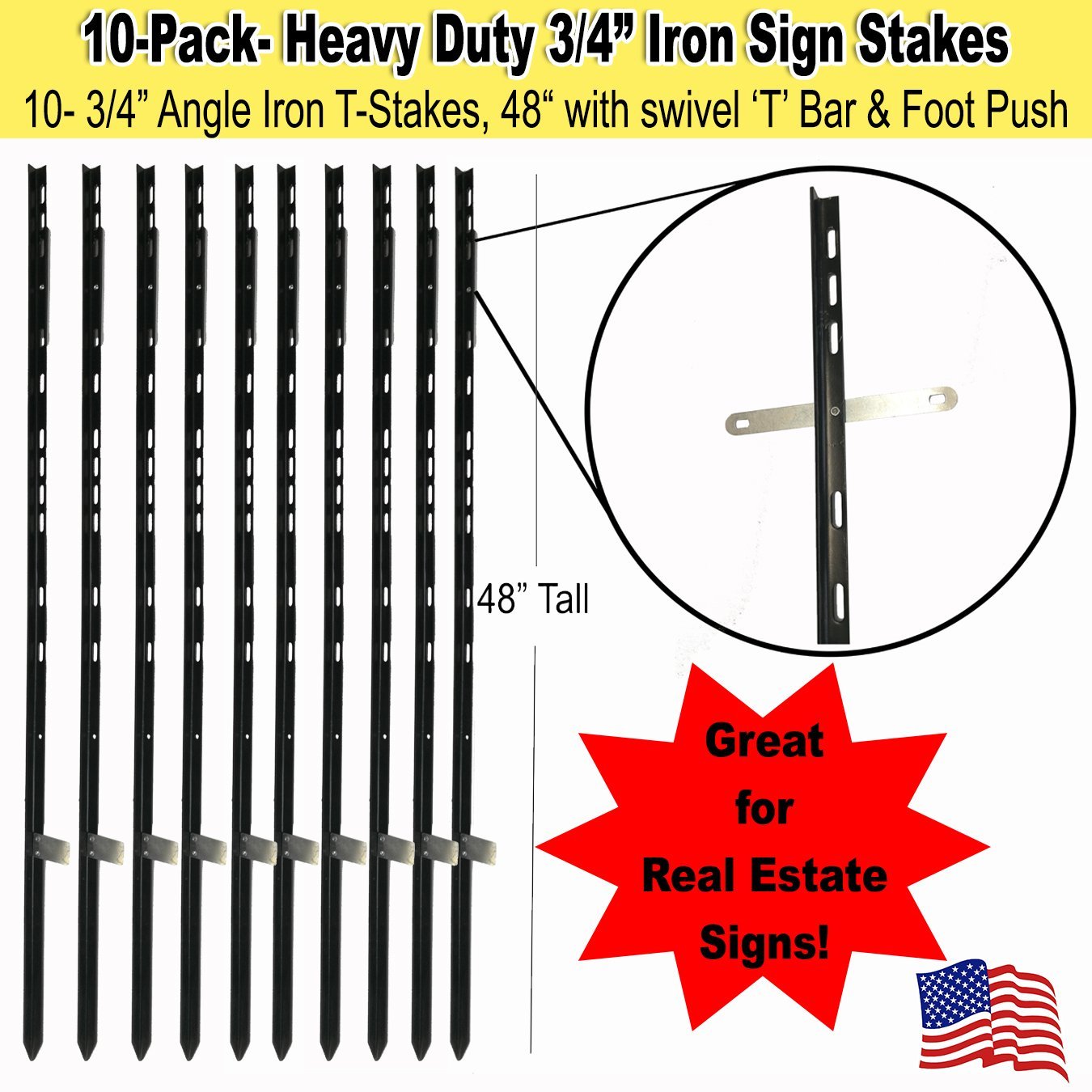 10Heavy Duty Step Sign Stake for Realestate, Parking, Garage Sale