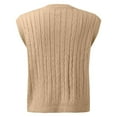 thumbnail image 4 of TANGNADE Women Solid Color V-Neck Sweater Vest Casual Print Sleeveless V Neck Ribbed Knit Split Pullover Vest Blouse Khaki XL, 4 of 4