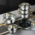 thumbnail image 5 of Premium 12-Piece Stainless Steel Cookware Set with Non-Stick Pans, Kettle, and Elegant Gold Handles – Durable, Rust-Resistant Kitchen Essentials for Bulk Cooking, Gifting & Wholesale (16cm-24cm Large, 5 of 5