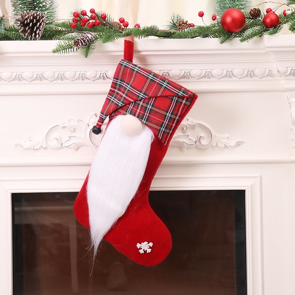 Dalrosia Christmas Gnome Stockings, 3D Plush Swedish Gnome Stocking Fireplace Hanging Stockings Gift Bags for Xmas Holiday Decoration