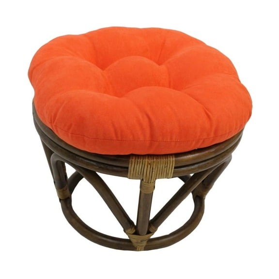 Blazing Needles 18-inch Round Solid Micro Suede Tufted Footstool Cushion-Color:Tangerine Dream