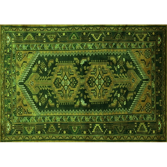 Ahgly Company Indoor Rectangle Persian Green Traditional Area Rugs, 2' x 5'