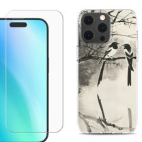 For iPhone 16 Pro Phone Case Cover, Shockproof Case with Tempered Glass Screen Protector, by OneToughShield - Springtime Birds