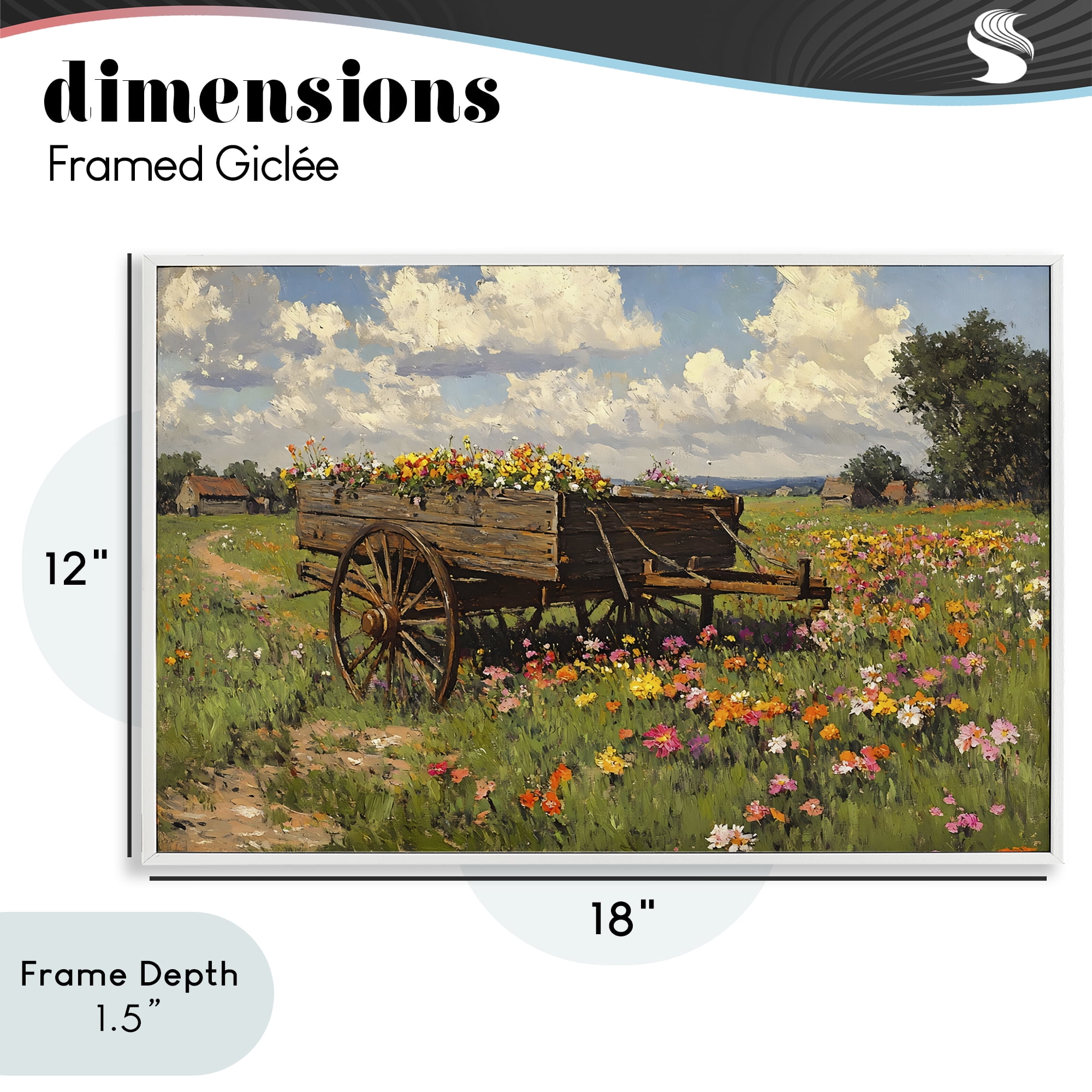 Stupell Industries Wildflower Wagon in Bloom White Framed Giclee Art, design by Franklyn Gregory