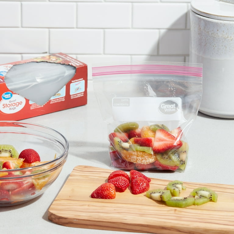 Great Value Fresh Seal Quart Storage Double Zipper Bags, Airtight