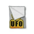 thumbnail image 2 of Outer Space Soft Flannel Fleece Throw Blanket, Warning Alien Ufo Sign Face of Martian Creature Danger Horror Theme Print, Cozy Plush for Indoor and Outdoor Use, 70" x 90", Black Yellow, by Ambesonne, 2 of 5