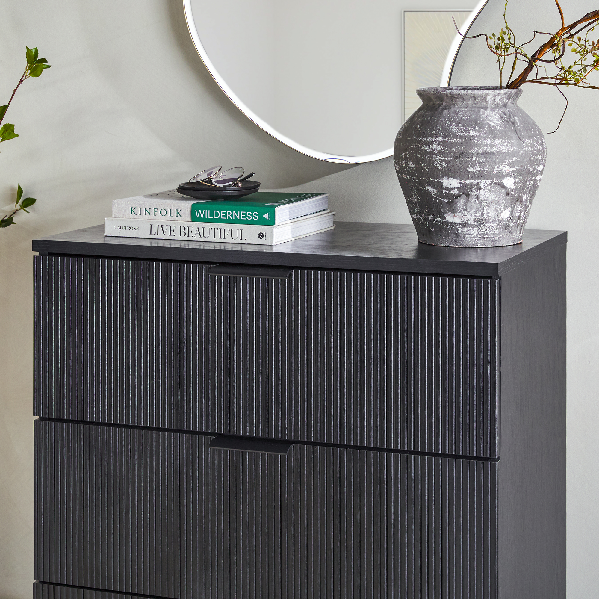 Walker Edison Mid-Century 3-Drawer Chest with Reeded Drawer Fronts, Black - image 4 of 19