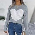 thumbnail image 5 of vigerkar Women's Sweater Heart Knitted Pullover Sweaters Long Sleeve Crewneck Cute Sweaters (Grey, XL), 5 of 8